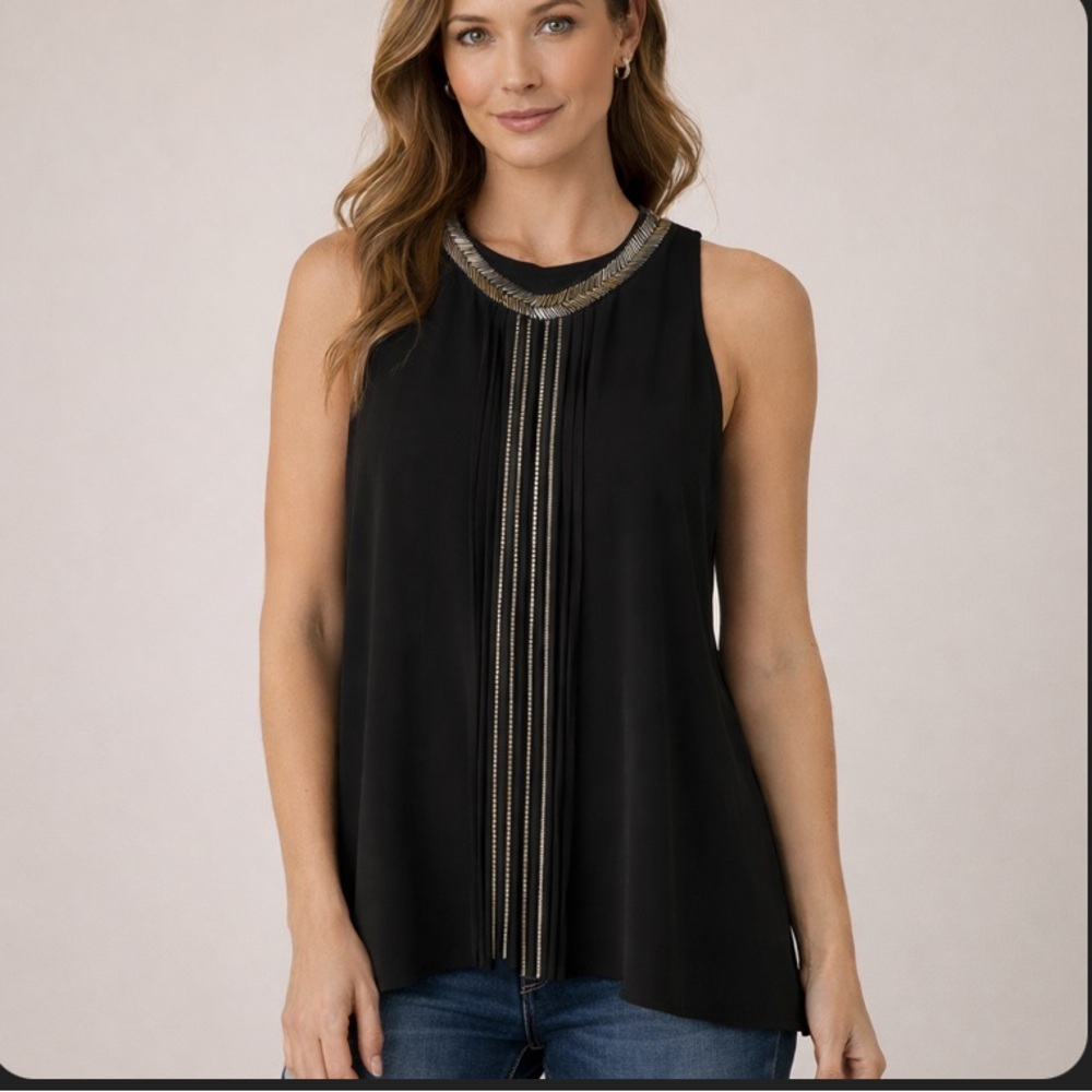 CB Established 1962 black top silver beading and fringe embellishments Sz Large
